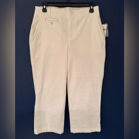 Anthropologie Maeve Women's Ivory White Cropped Cotton Pants Size 4P, 10, & 12 - Picture 2 of 11